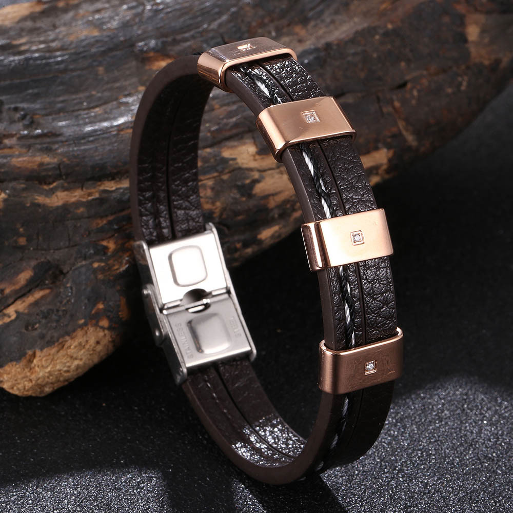 Brown leather  [rose gold] 165mm [Inner circumfere