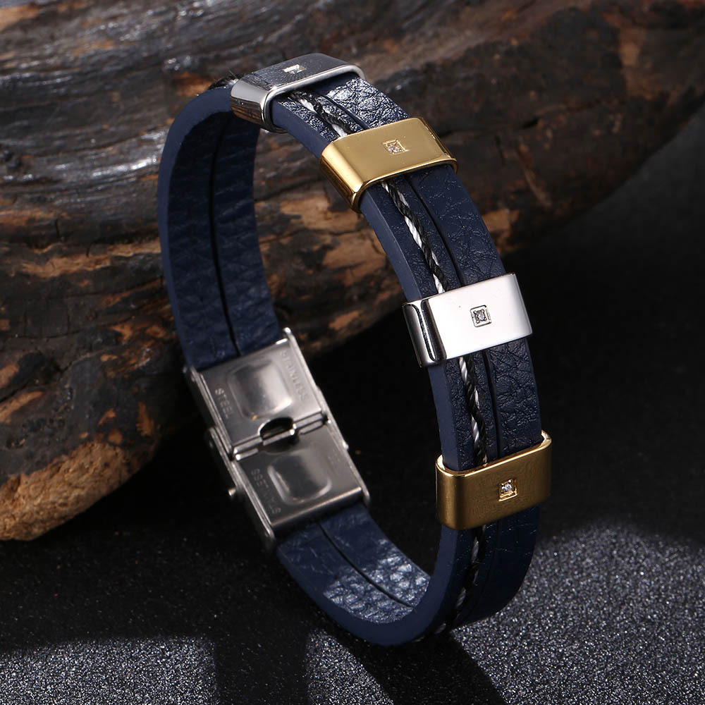 Blue leather [steel gold]