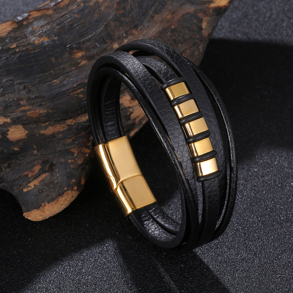 Black leather [golden] 165mm [Inner circumference]