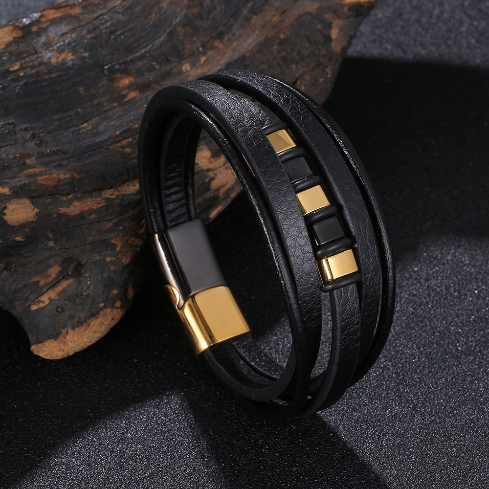 Black leather[blackand golden] 165mm [Inner circum