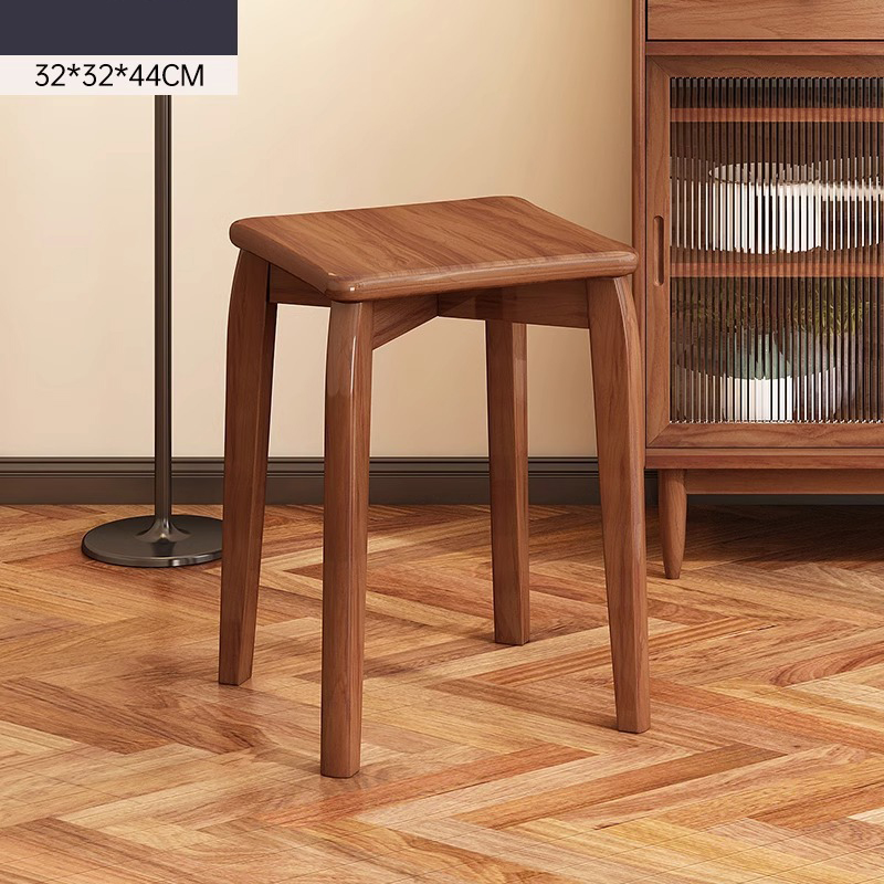 walnut wood color round stool 30*44CM