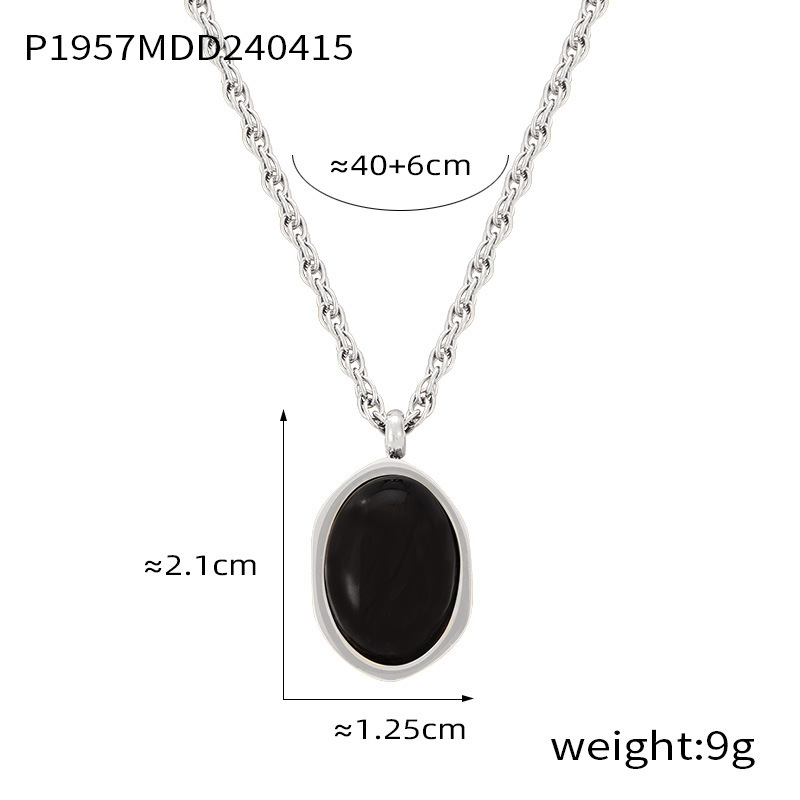 P1957-Steel black necklace