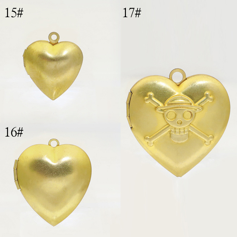 Copper embryo 15 heart-shaped photo box /19.5*22.5mm