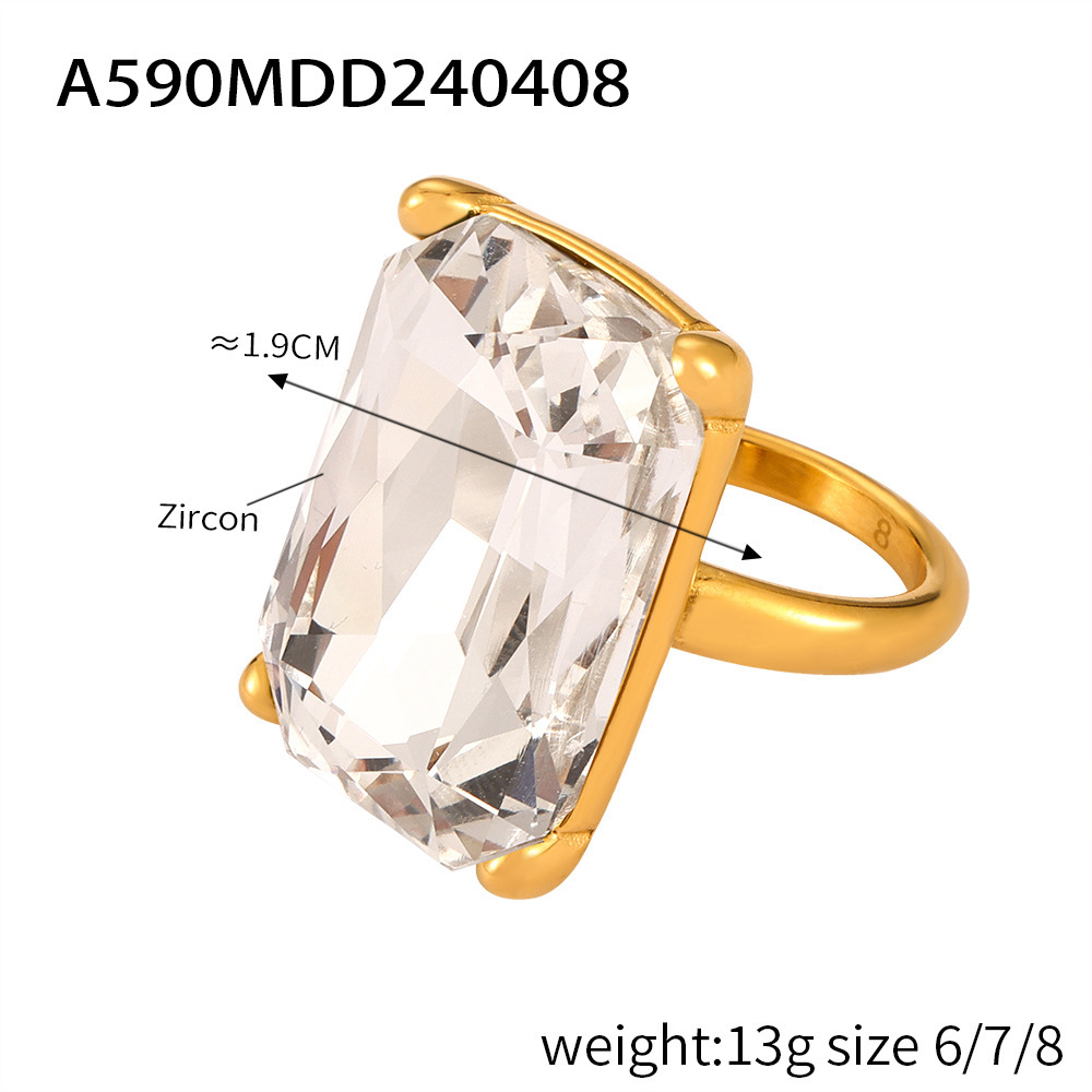 4:A590- Gold white zirconium ring