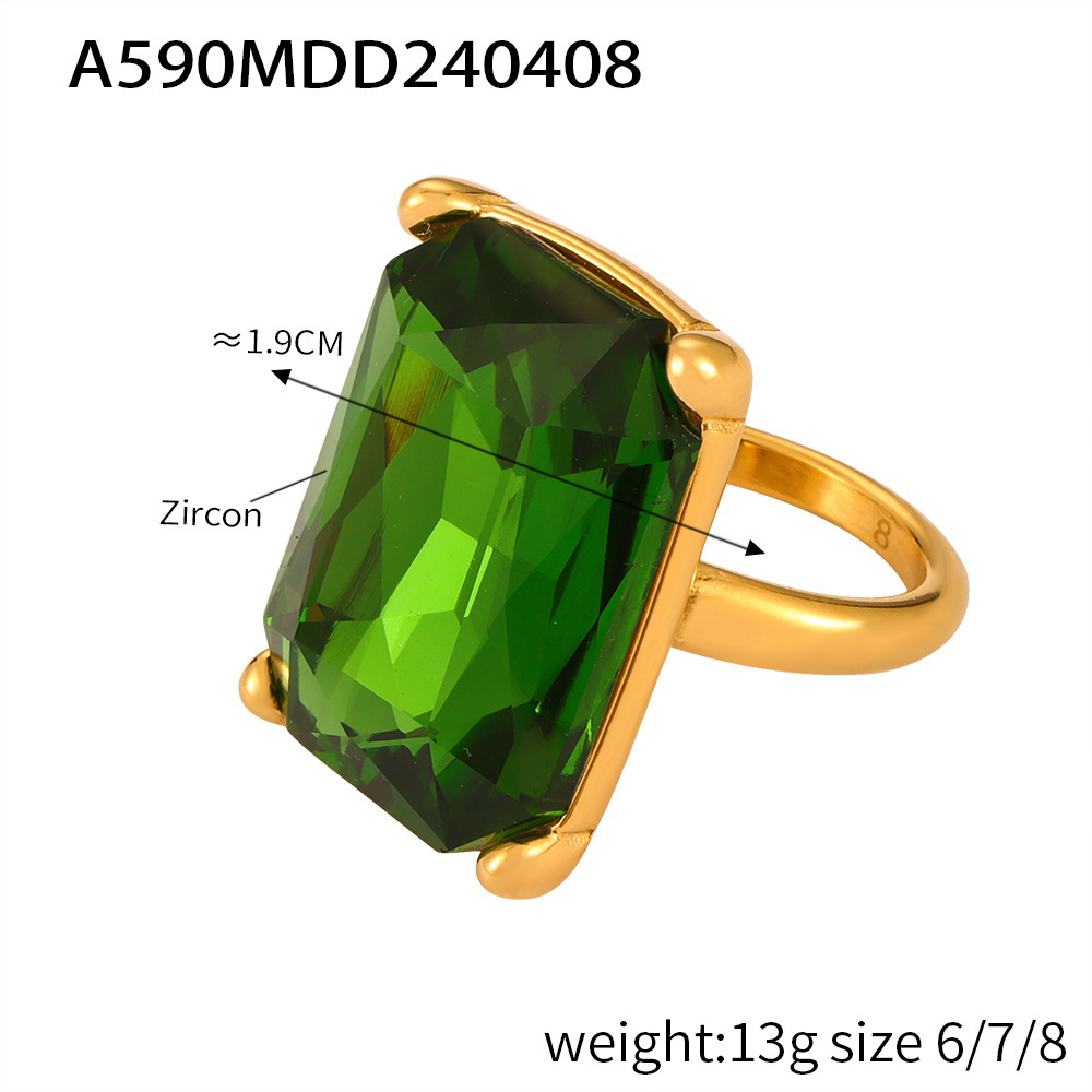 A590- Gold green zirconium ring