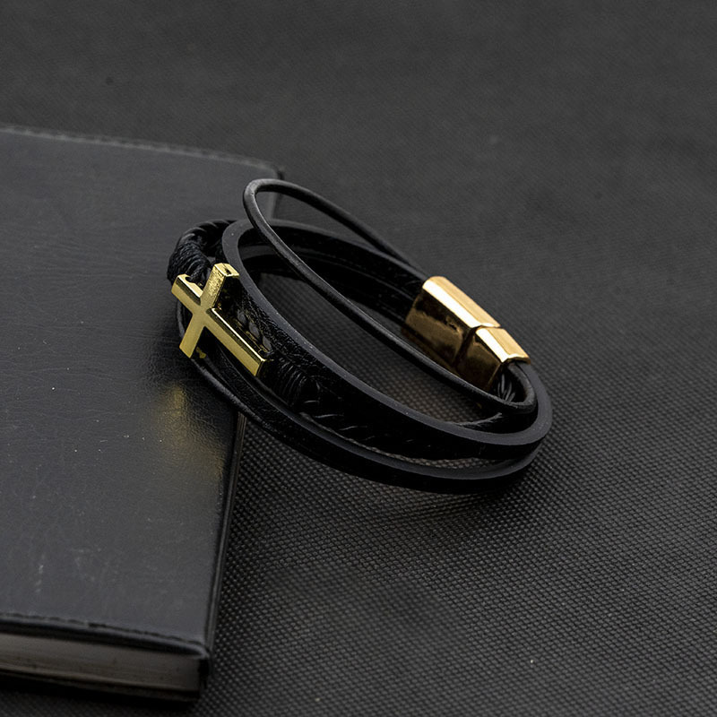 Black leather and gold accessories