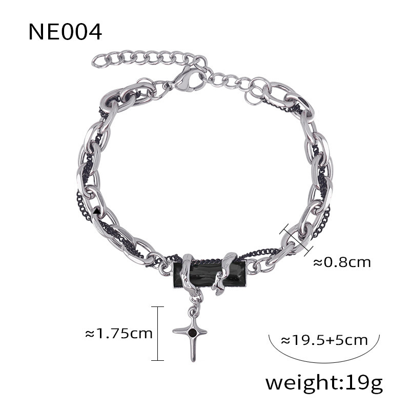 Steel black diamond bracelet
