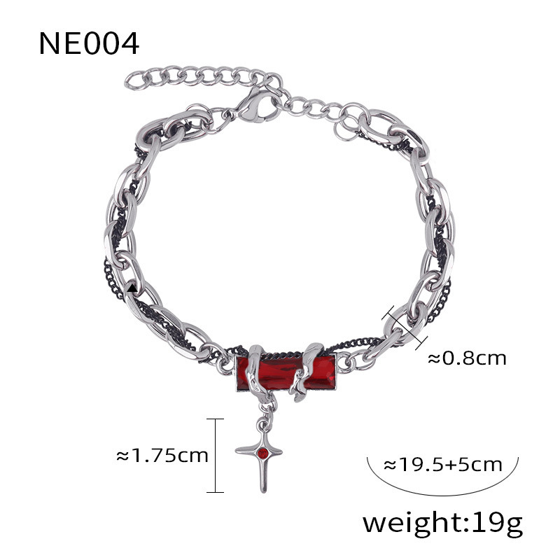 Steel red diamond bracelet