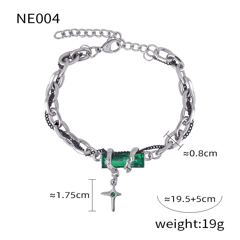 8:Steel green diamond bracelet