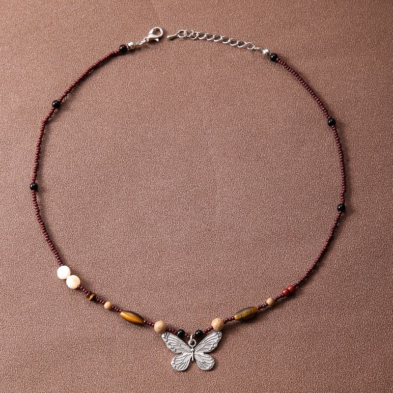 Vintage beaded butterfly necklace