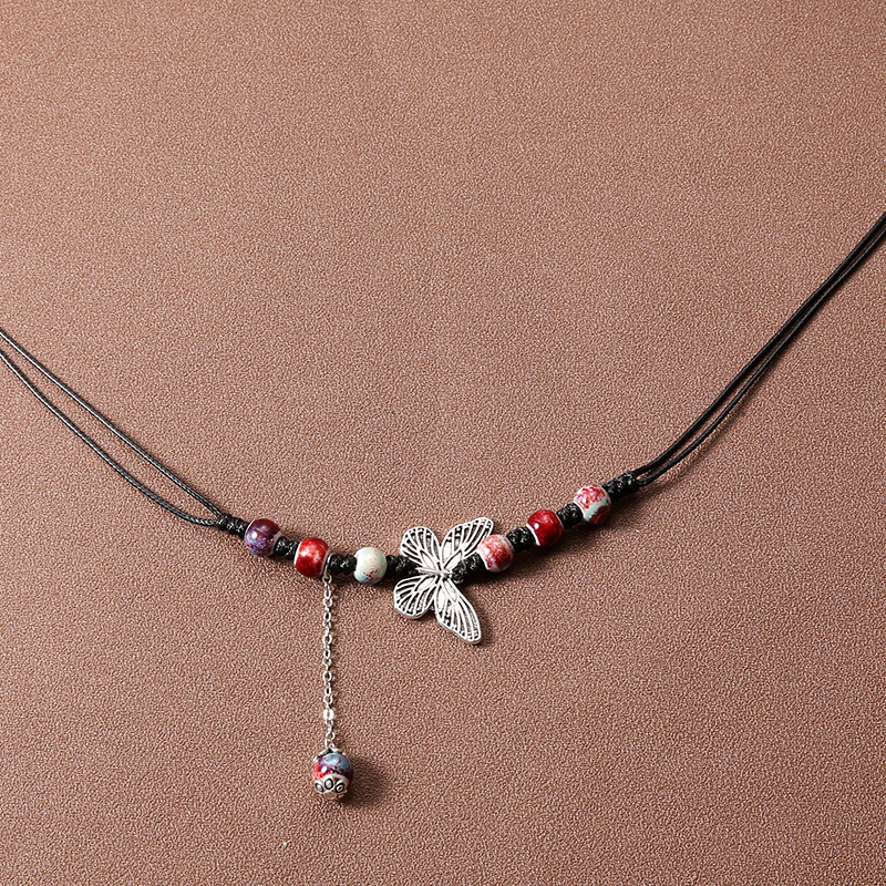 4:Vintage purple fringe butterfly necklace