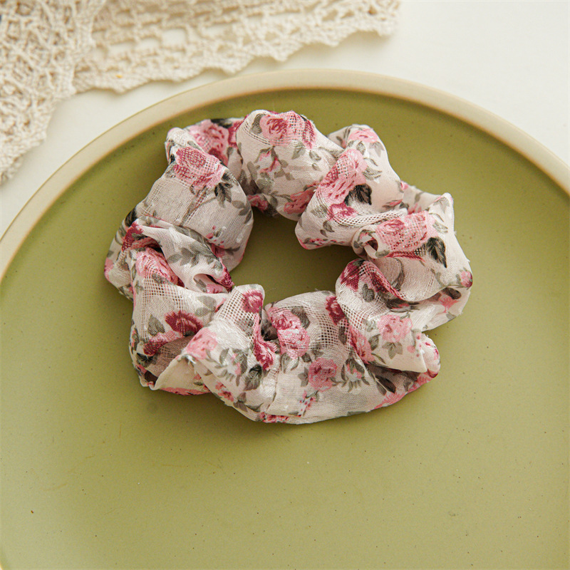 Silver rose pink scrunchie