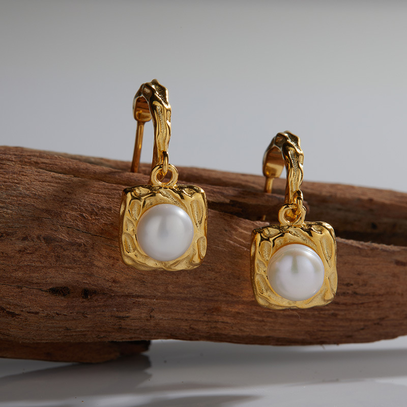 9:Gold Stud earrings -9.7x25mm