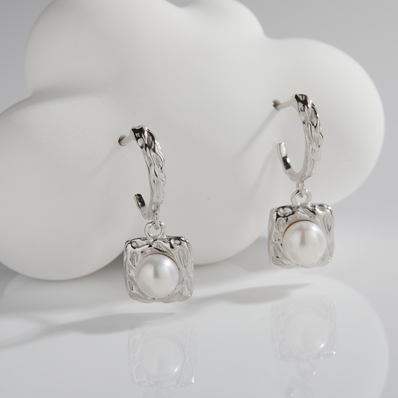 Silver Stud earrings -9.7x25mm