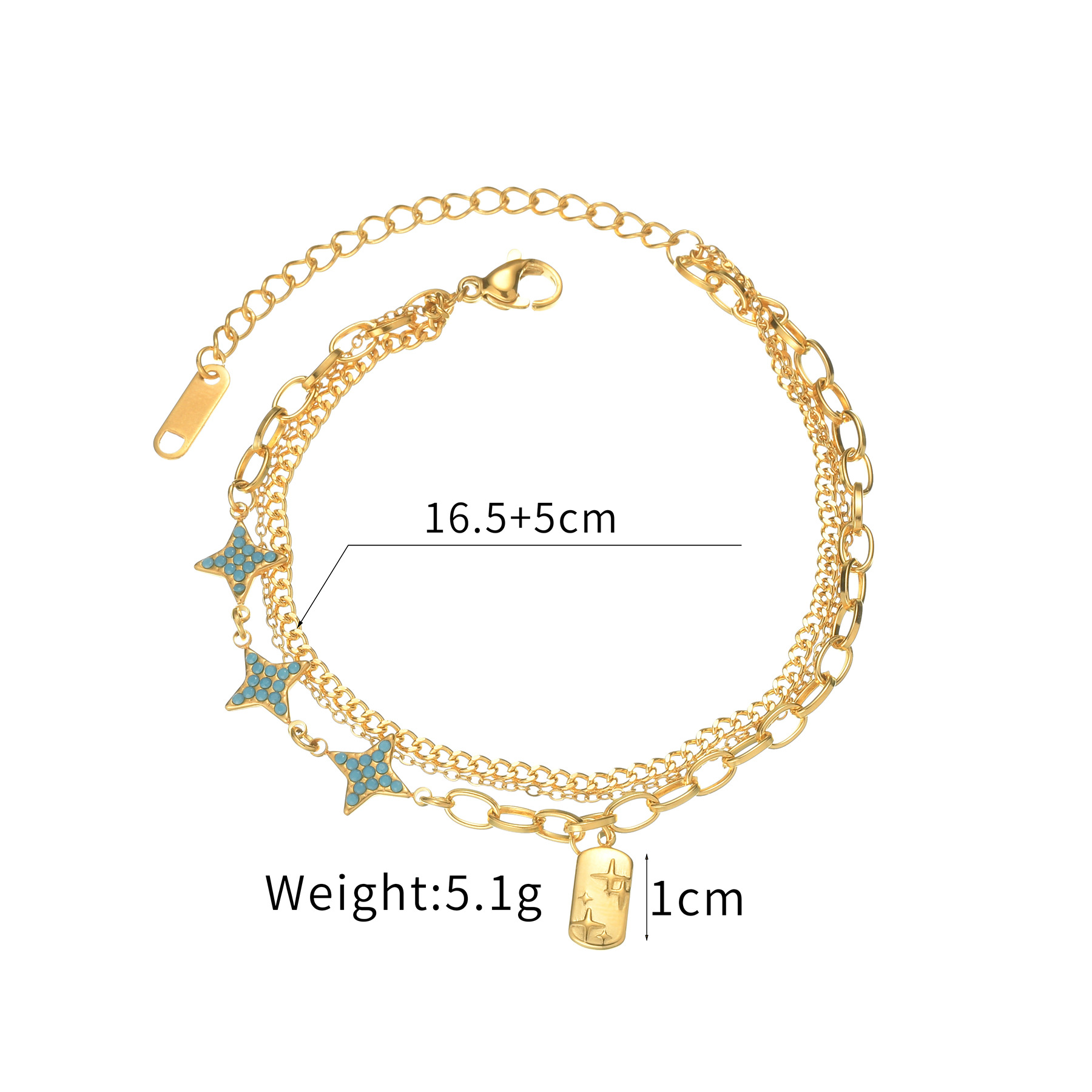 1:Blue star gold bracelet
