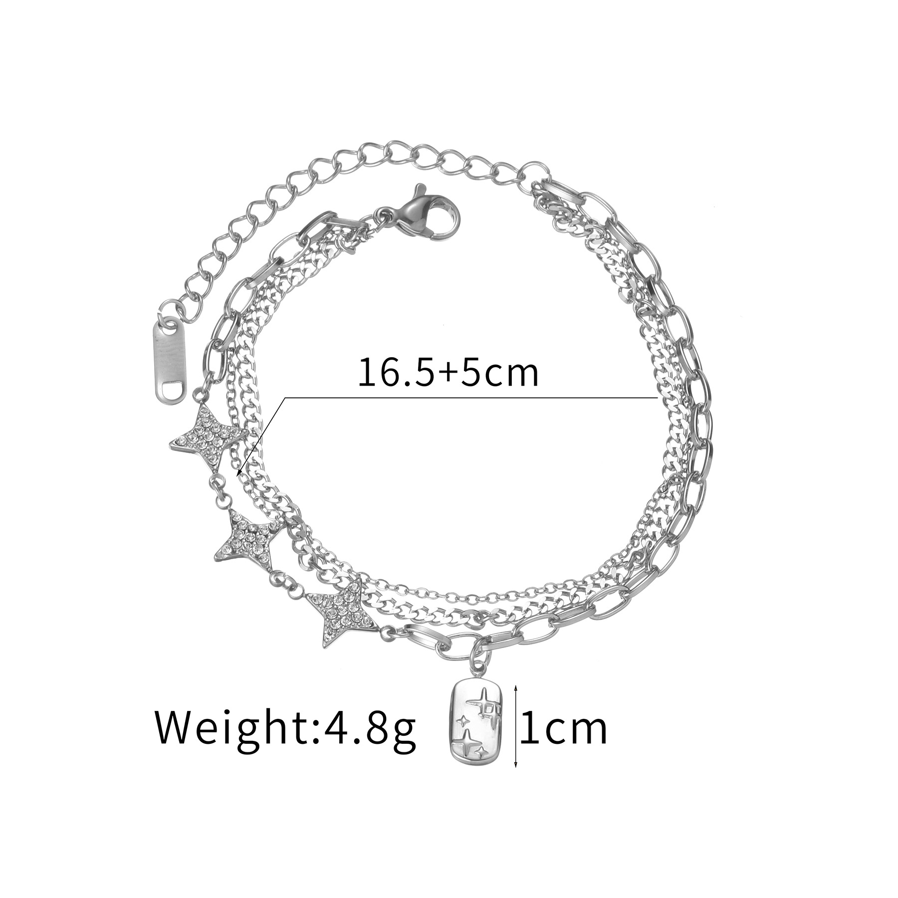 3:White star steel bracelet