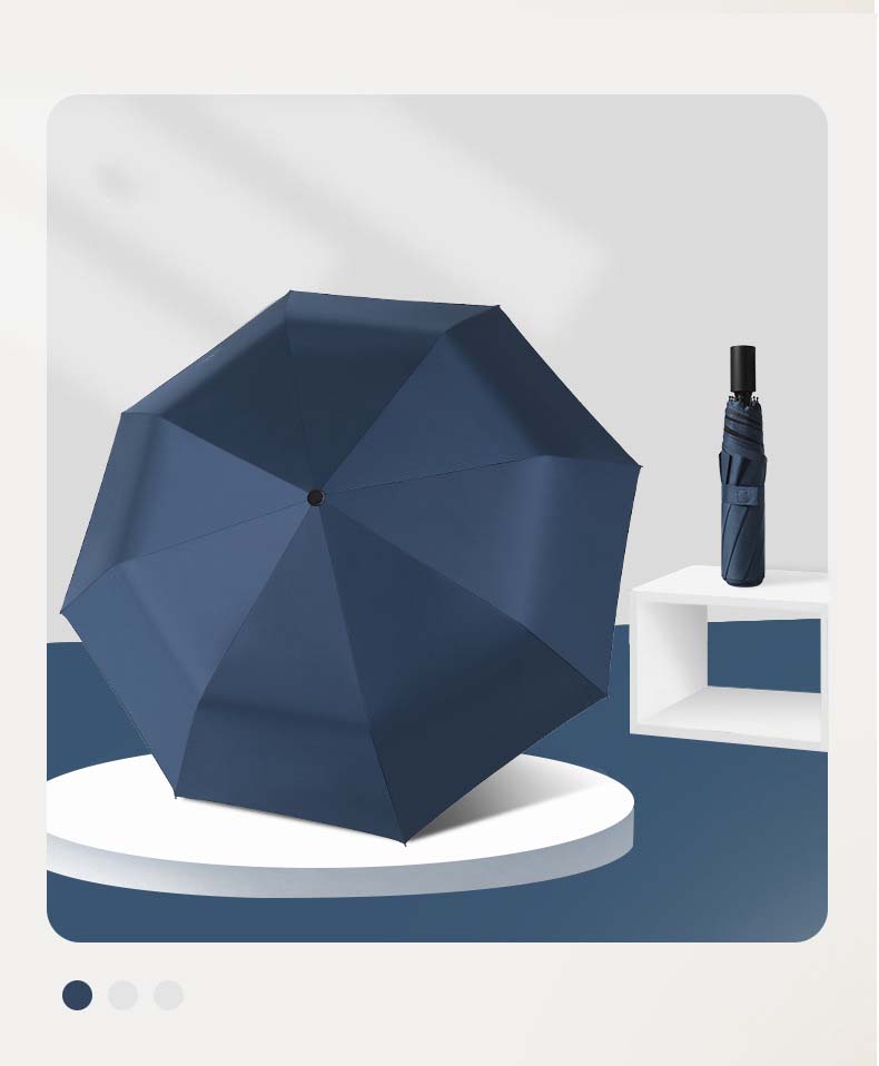 8 bone manually enlarged vinyl umbrella - UV - Navy blue
