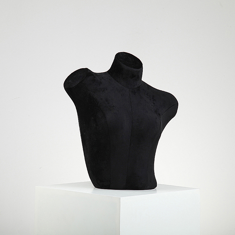 Black velvet oblique shoulder pleura-Height 47cm, chest 88cm, shoulder width 40cm