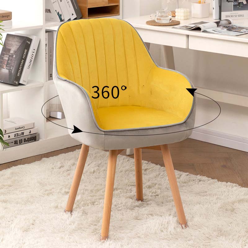 Solid wood feet rotary yellow front gray velvet