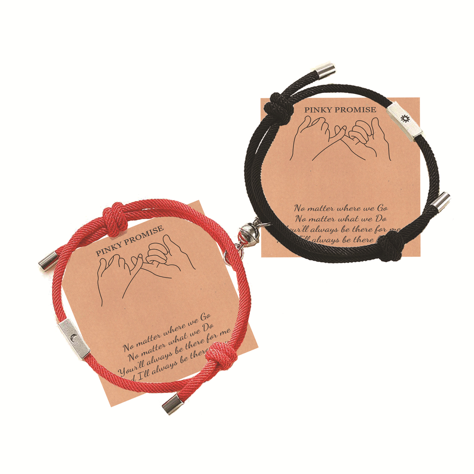 1:Red and Black Rope Sun Moon Couple Bracelet