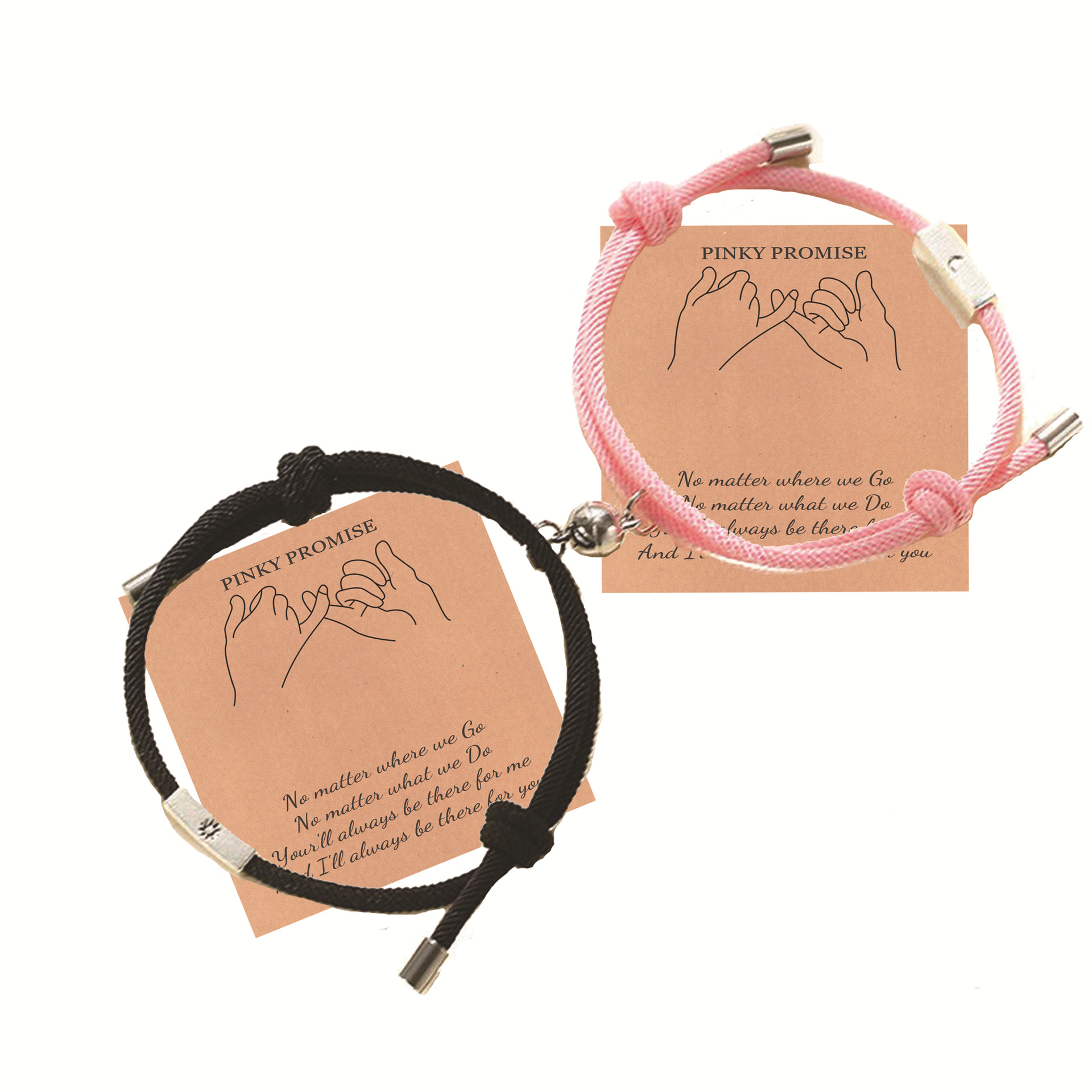 4:Pink black rope sun moon couple bracelet