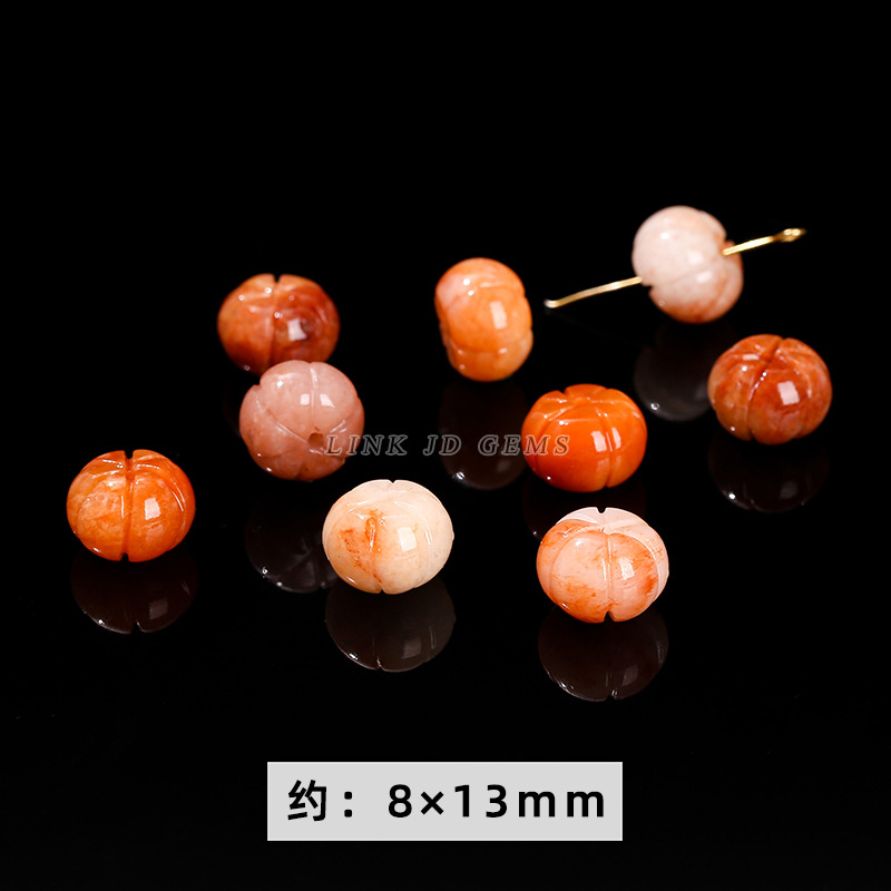 3:Natural Golden Thread Jade Pumpkin Beads