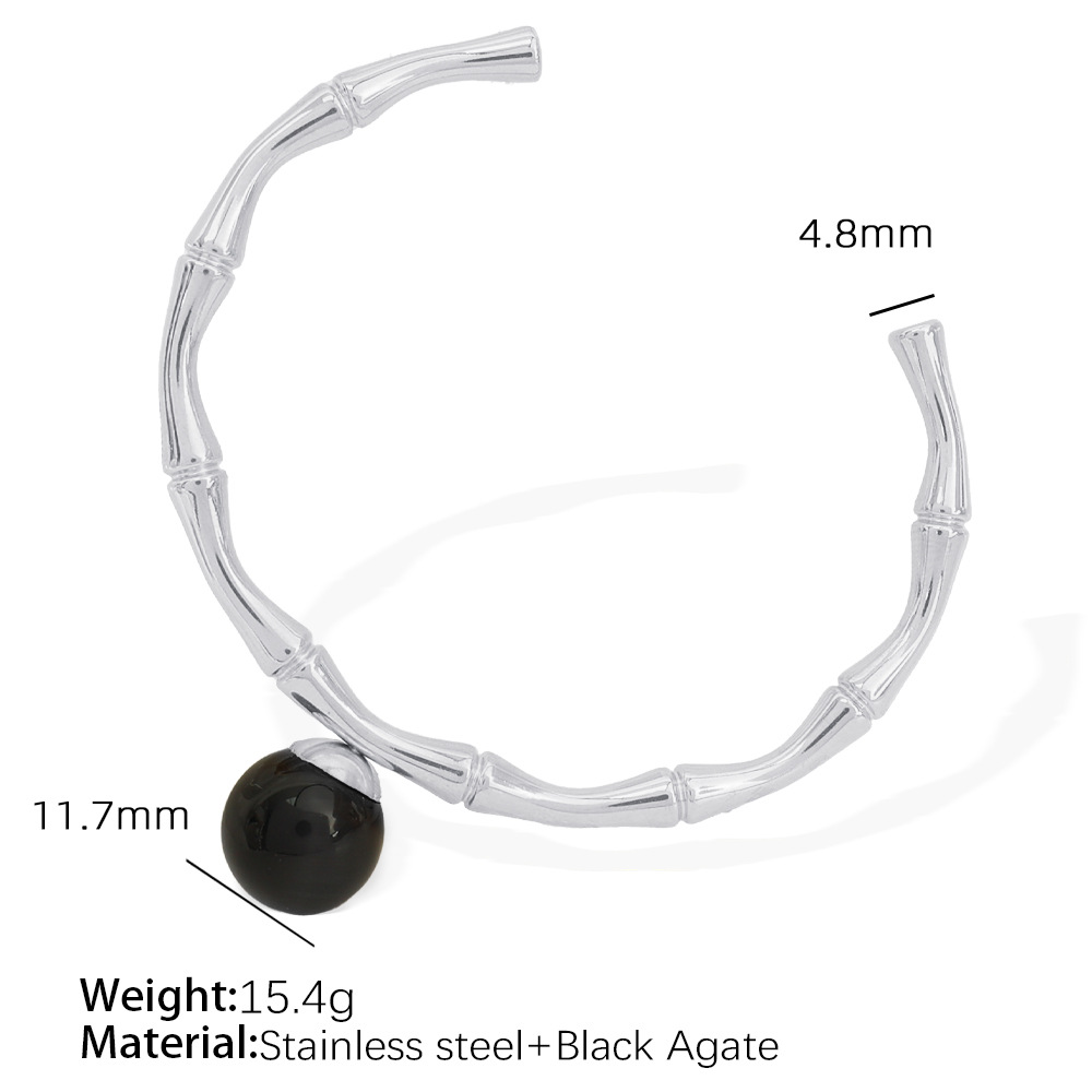 4:black agate silver bracelet