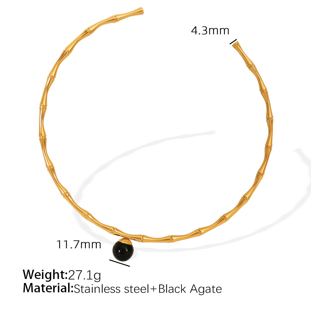 9:Black agate gold collar