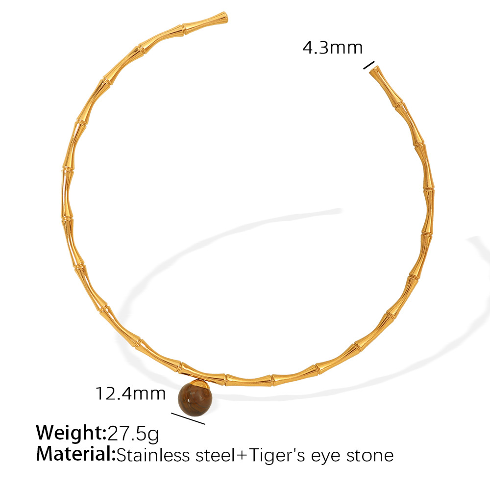 11:Tiger-eye stone gold collar