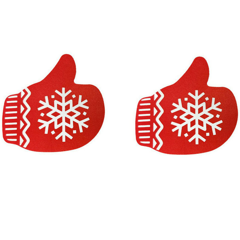 Red gloves printed snowflakes