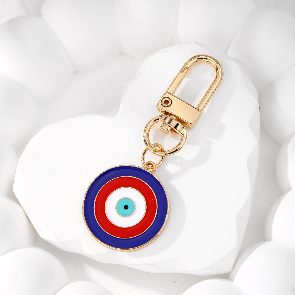 Red and blue round key chain