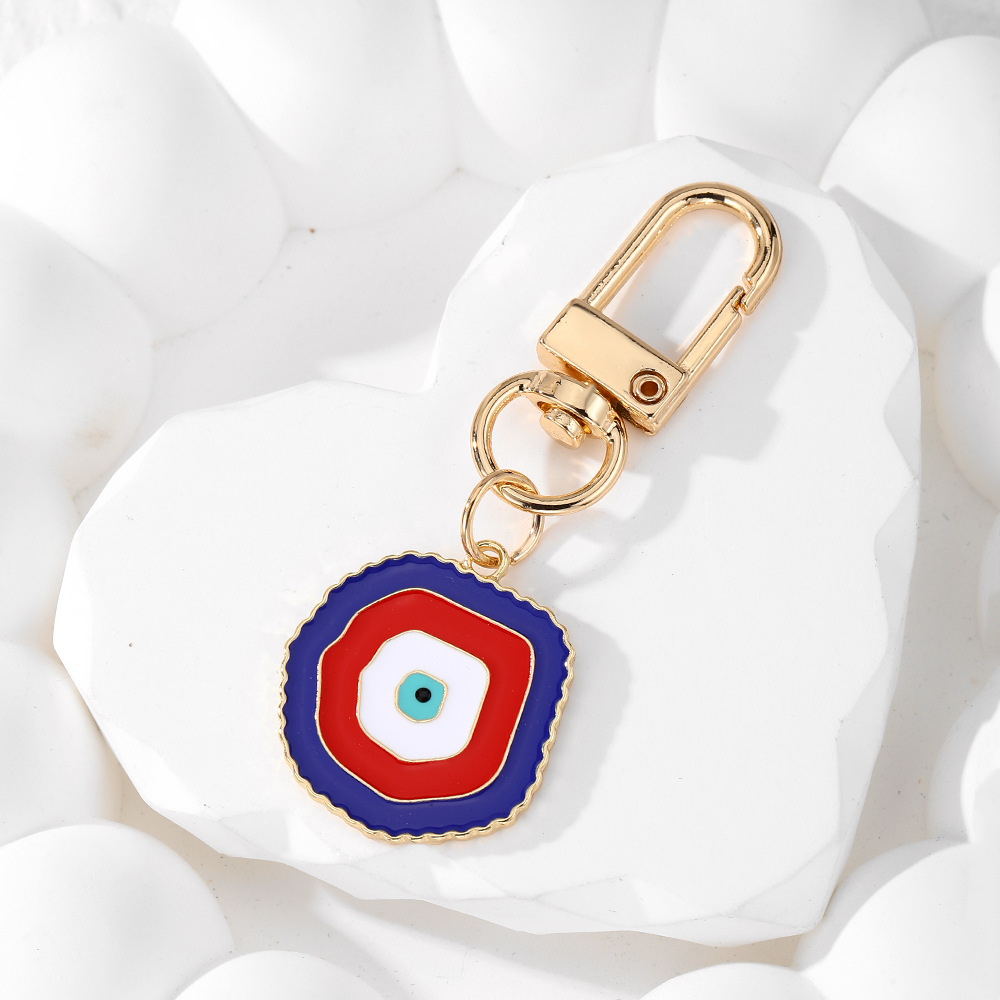 Red and blue irregular key chain