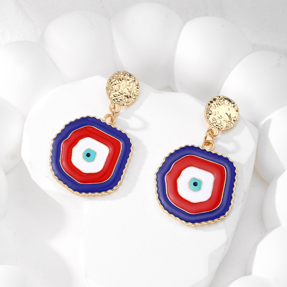 Red and blue irregular earrings