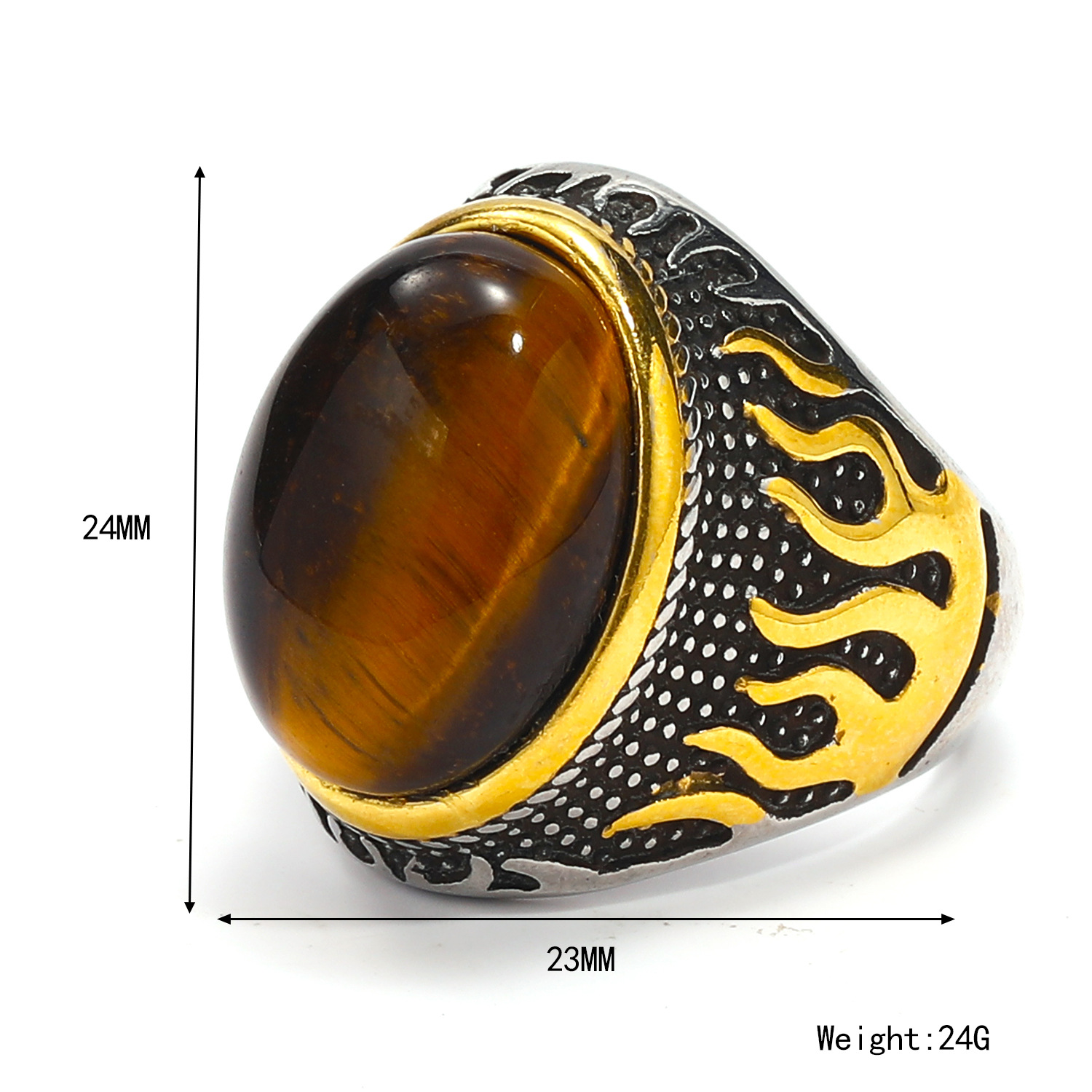 Steel and gold tiger's eye stone