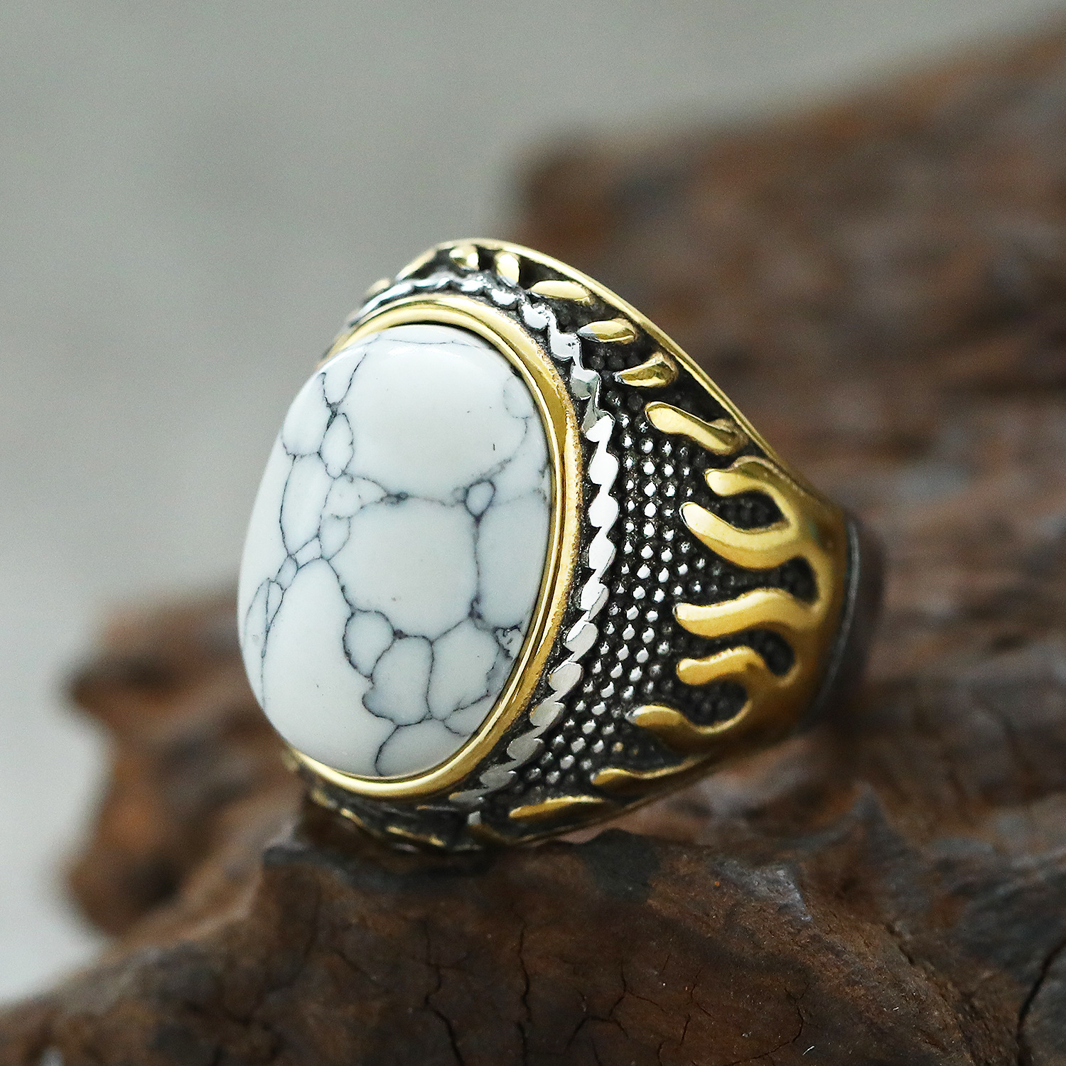 Steel and gold white turquoise