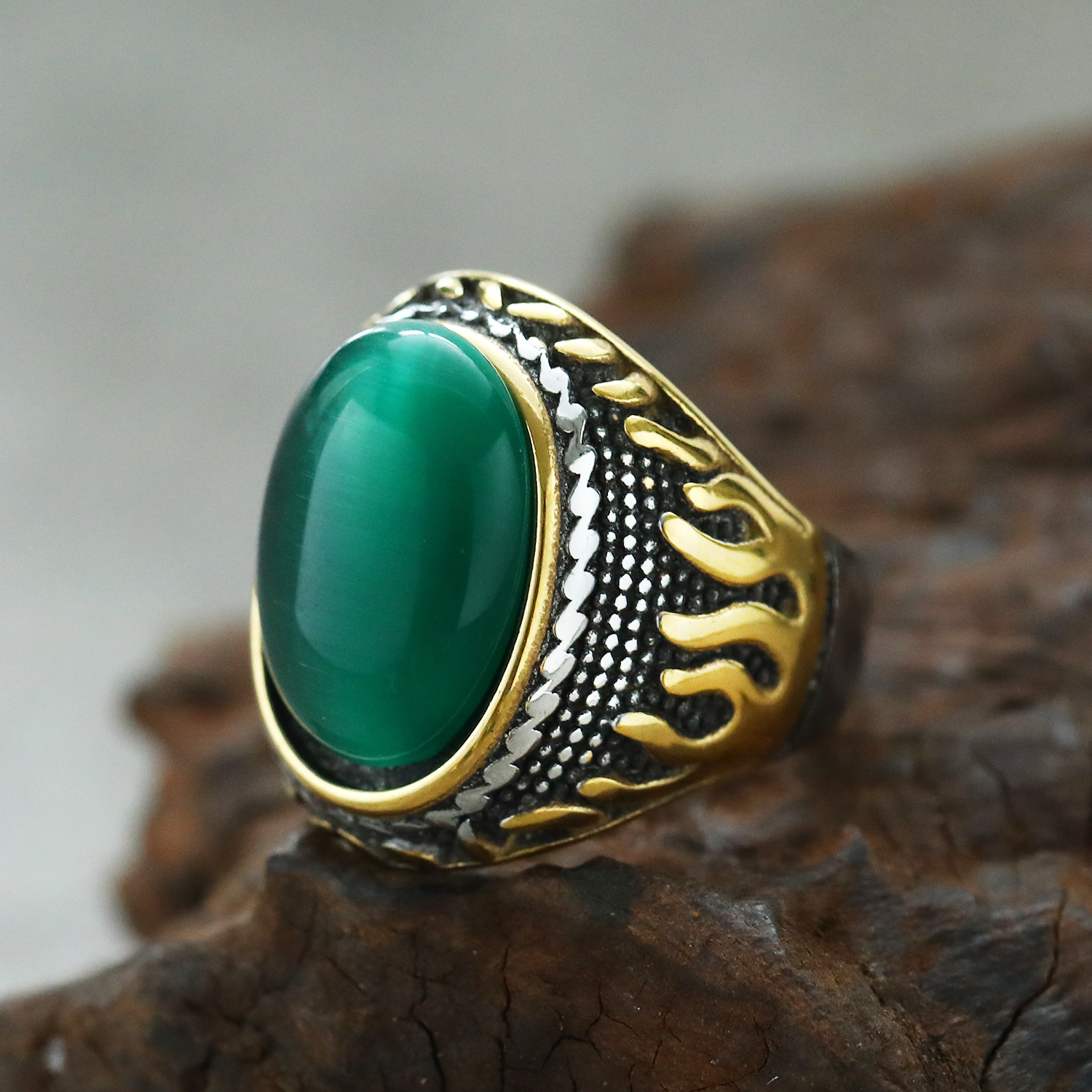 Steel and gold green turquoise
