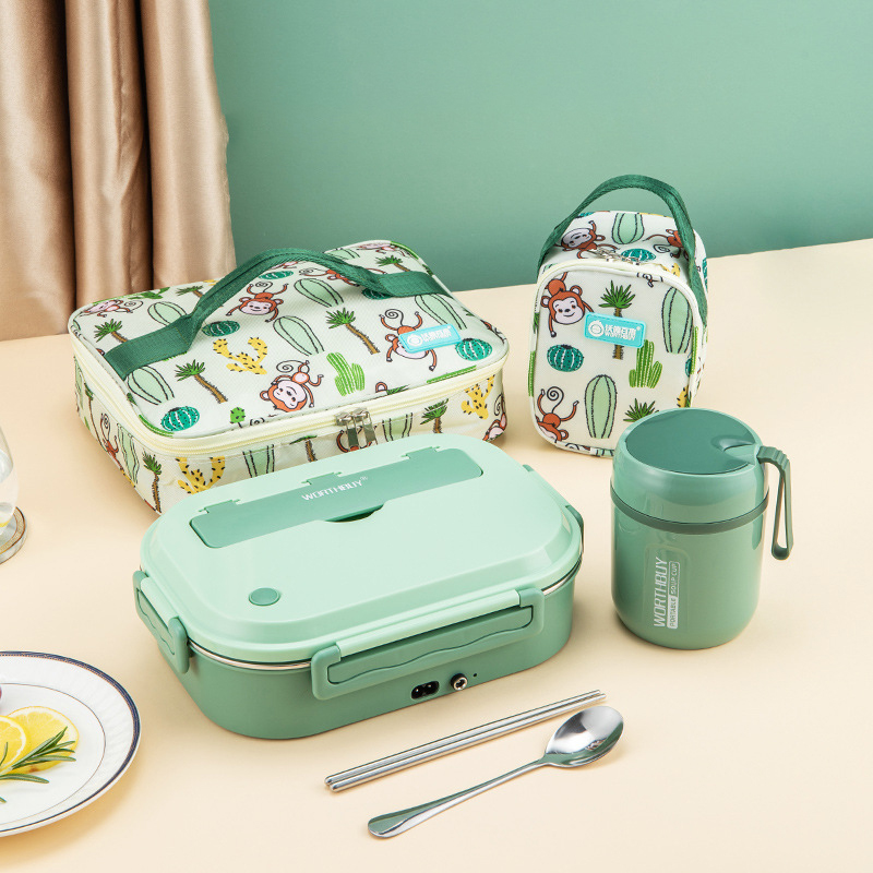 Matcha Green lunch box - Home car dual mode - Soup cup - soup cup bag - Dinner plate bag