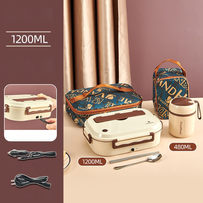 Coffee color lunch box - Home car dual mode - soup cup - soup cup bag - plate bag