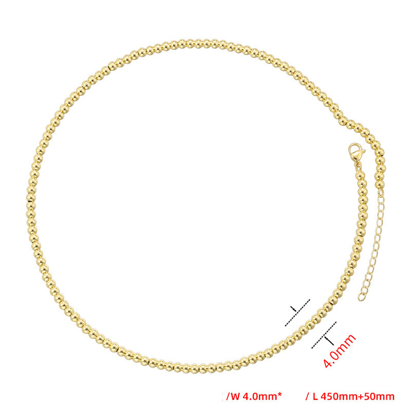 Gold 4mm round bead necklace
