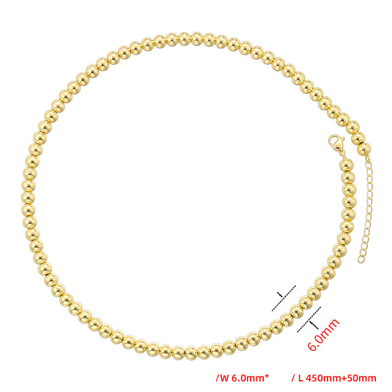 Gold 6mm round bead necklace