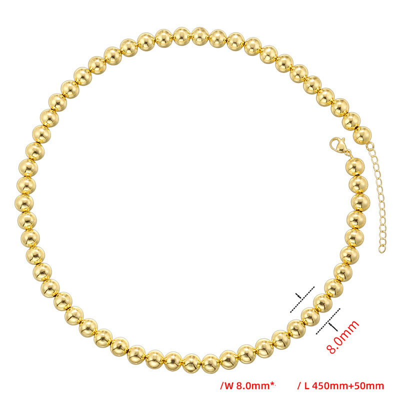 Gold 8mm round bead necklace