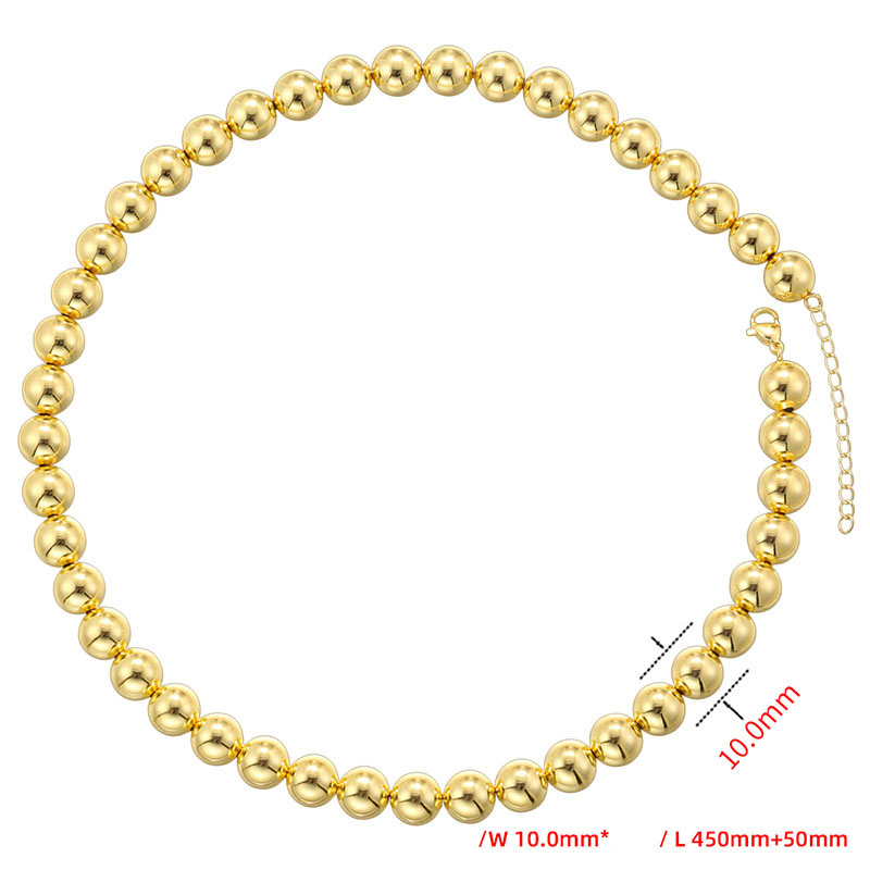 Gold 10mm round bead necklace