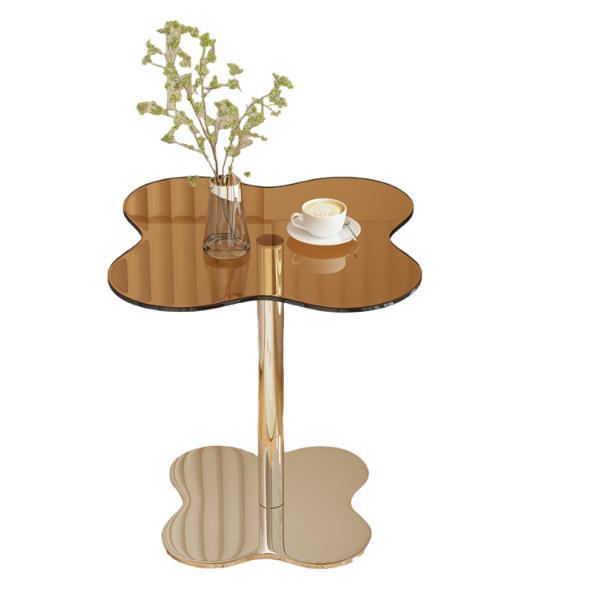 Brown tempered glass   stainless steel table stand