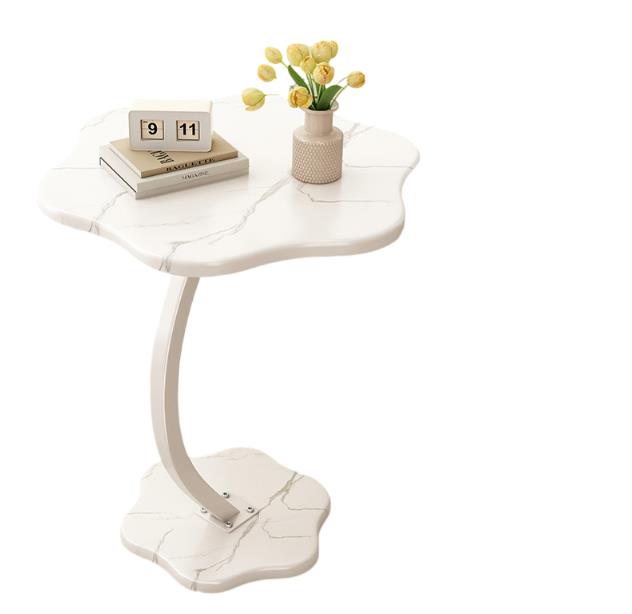 White marble table top   white shelf