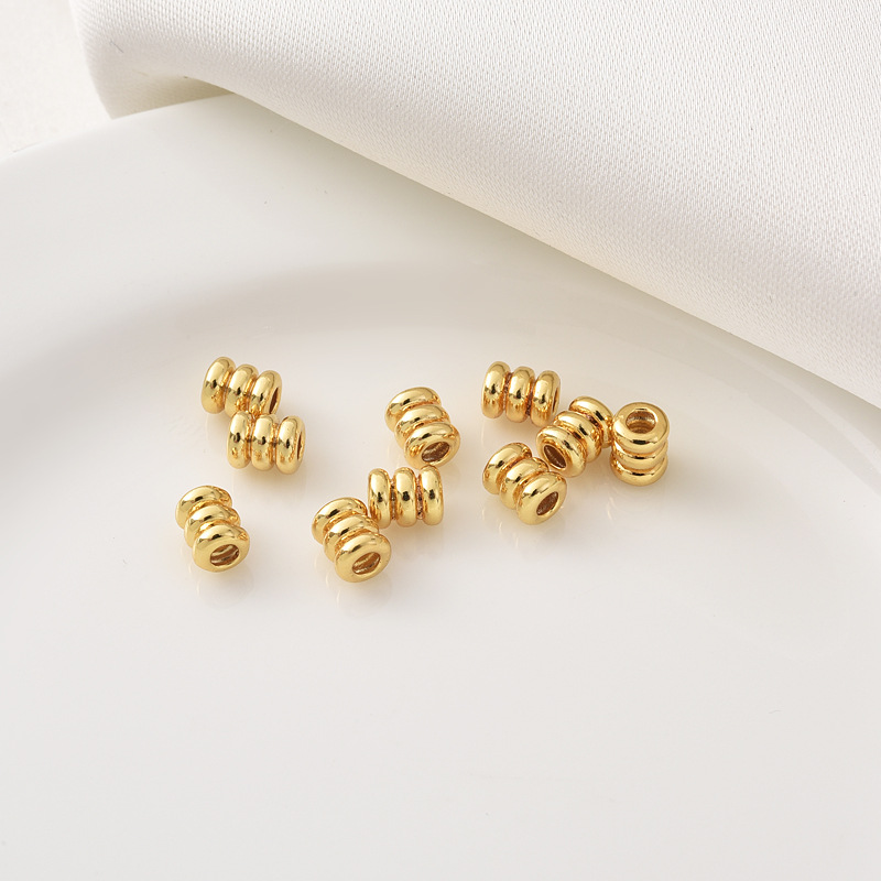 Gold three layer bead - Outer diameter 4MM height 6MM aperture 1.8MM