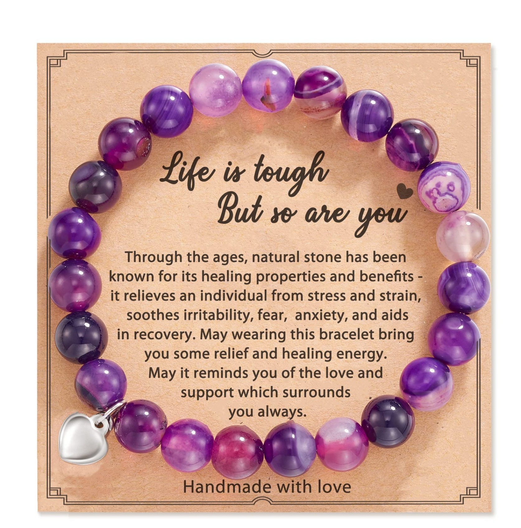 purple lace agate love with card
