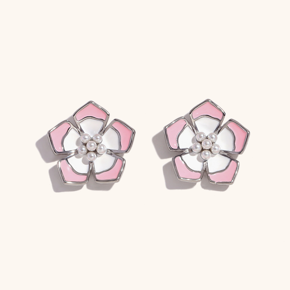 2:Earrings - Steel - Pink White