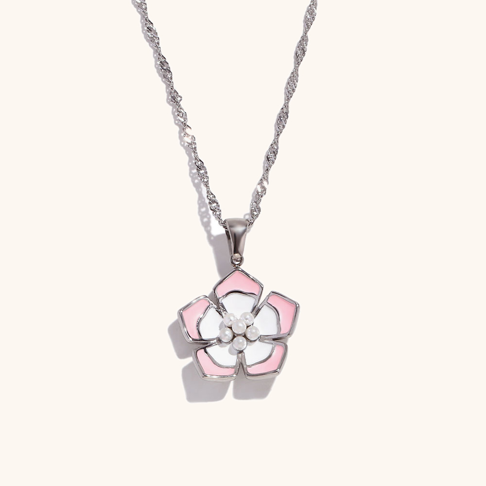 4:Necklace - Steel - Pink White