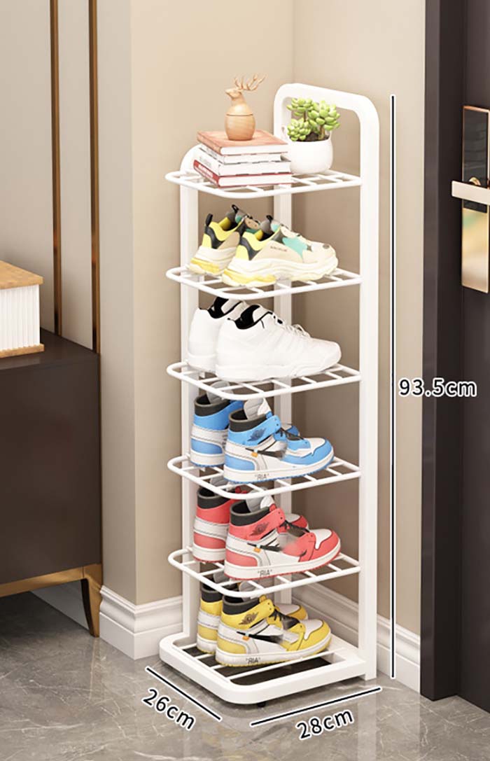 6-layer white shoe rack