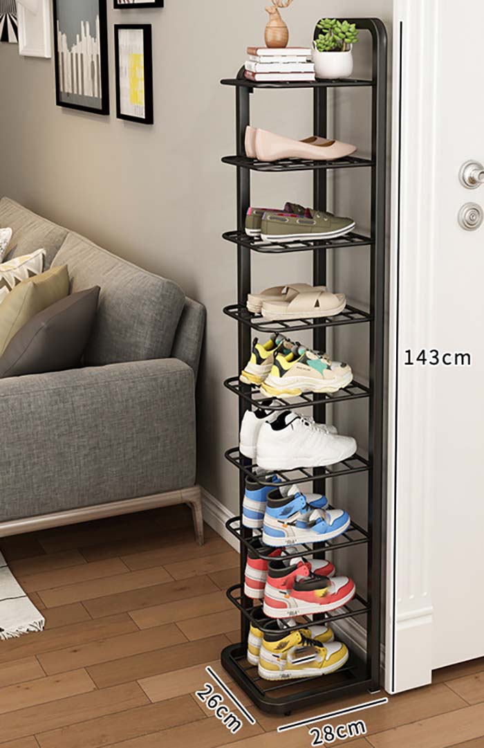 9-layer black shoe rack